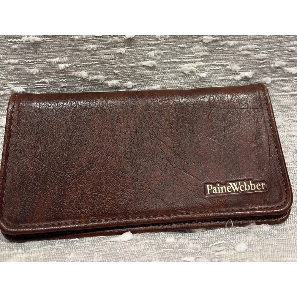 PaineWebber Vintage‎ Brown Leather Long Wallet Checkbook/card holder